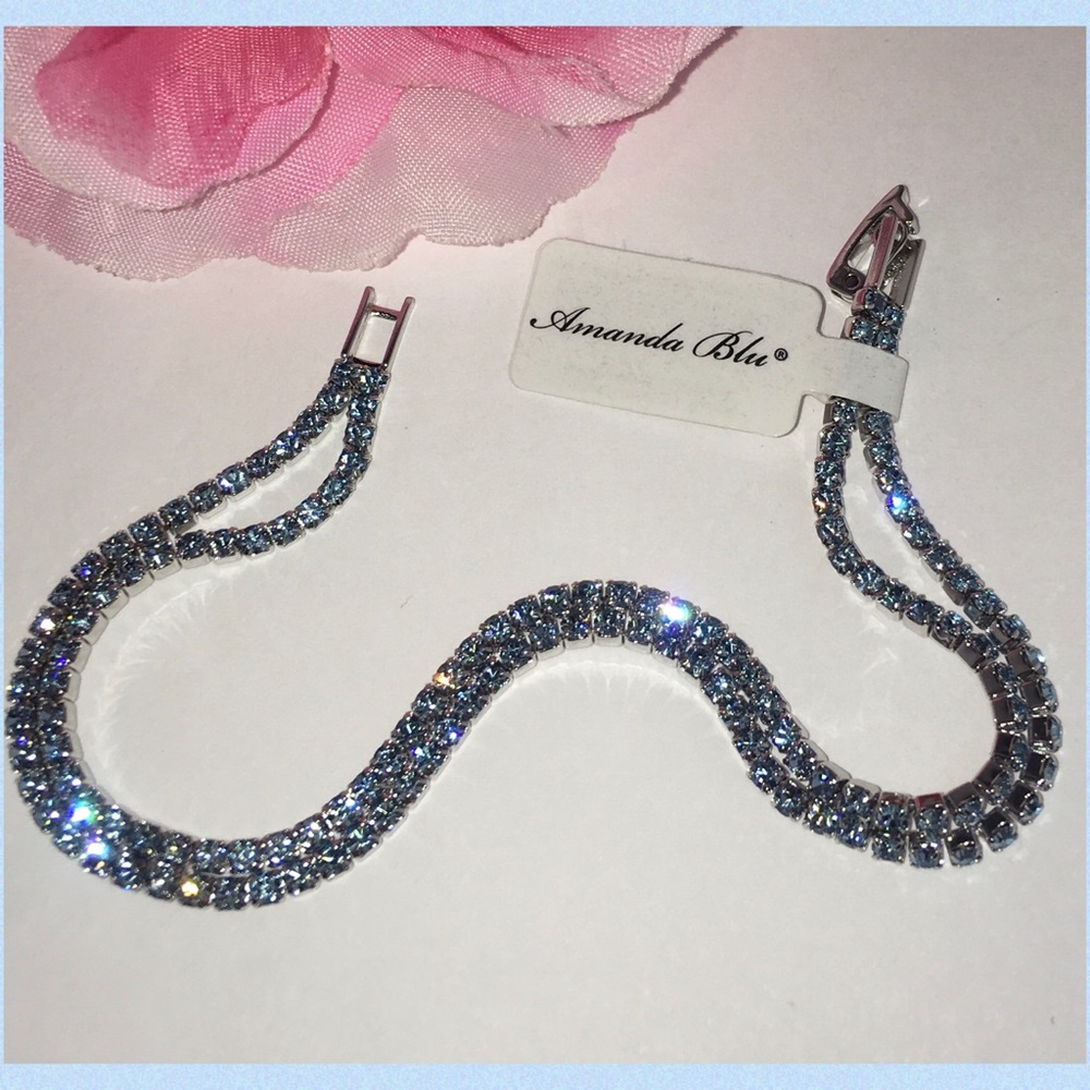 Radiant Aquamarine Czech Crystal Tennis Bracelet - Picture 3 of 11